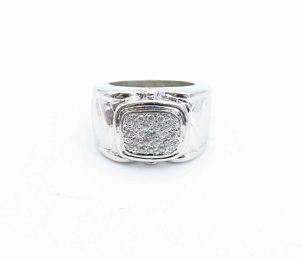 925 Sterling Silver  Sparkling Cubic Zirconia Braided Band Ring Sz 7  RG4342
