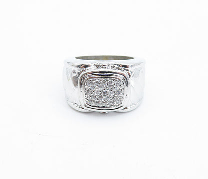 925 Sterling Silver  Sparkling Cubic Zirconia Braided Band Ring Sz 7  RG4342