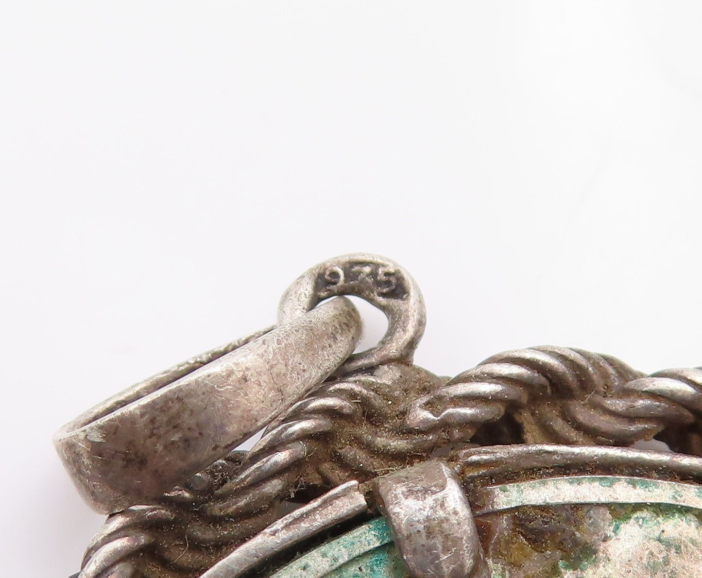 925 Sterling Silver Vintage Pendant Israel Coin Rope Border Medallion  PT25279