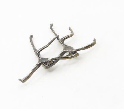 925 Sterling Silver  Vintage Modernist Figures Dark Tone Brooch Pin  BP6548
