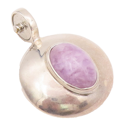 925 Sterling Silver Vintage Pendant ESPO SIG Purple Cabochon Charoite   PT22788