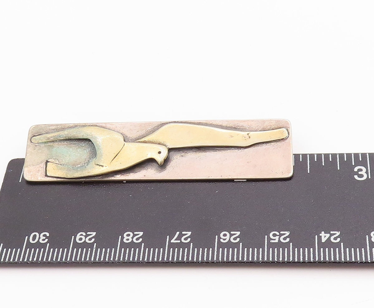 925 Sterling Silver Vintage Brooch Designer Large Winged Bird Flying  BP11731