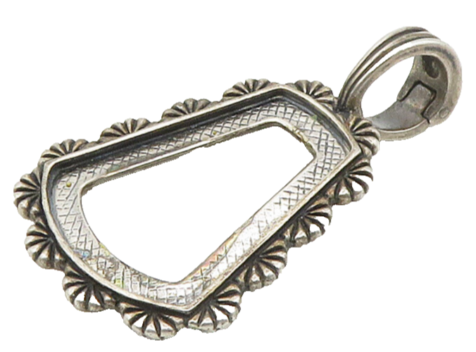 CAROLYN POLLACK 925 Silver  Vintage Etched Floral Border Pendant  PT12241