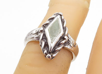SOUTHWESTERN 925 Silver Vintage Inlaid Jasper Twist Band Ring Sz 5 RG5437
