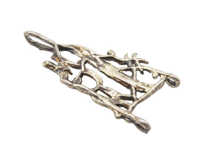 925 Sterling Silver  Vintage Petite Dark Tone Number One Mom Pendant  PT8126