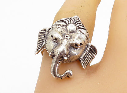 925 Sterling Silver Vintage Ganesh Elephant Head Band Ring  Sz 7.5  RG8096
