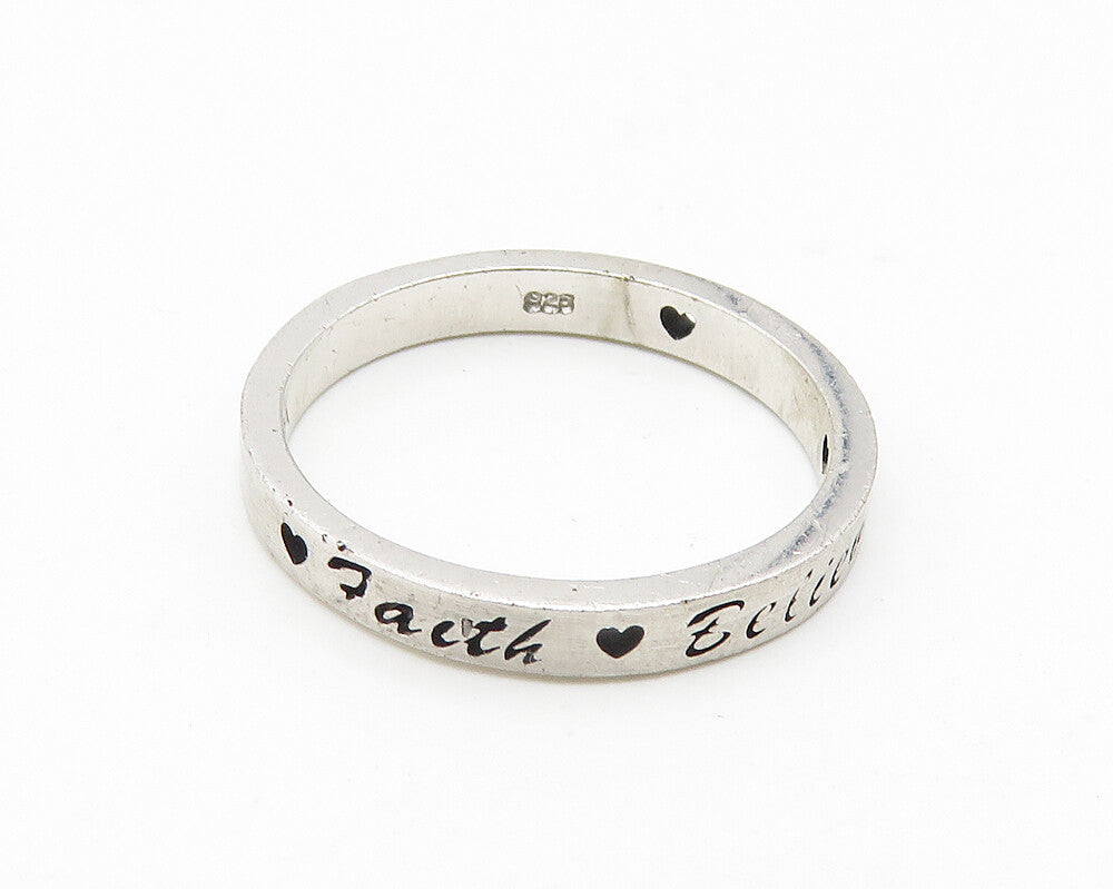 LIPUSA 925 Silver  Vintage Faith Believe Grace Band Ring Sz 6.5  RG10293