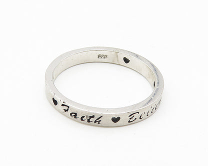 LIPUSA 925 Silver  Vintage Faith Believe Grace Band Ring Sz 6.5  RG10293
