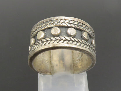 925 Sterling Silver  Vintage Etched Edge Beaded Band Ring Sz 6  RG24753