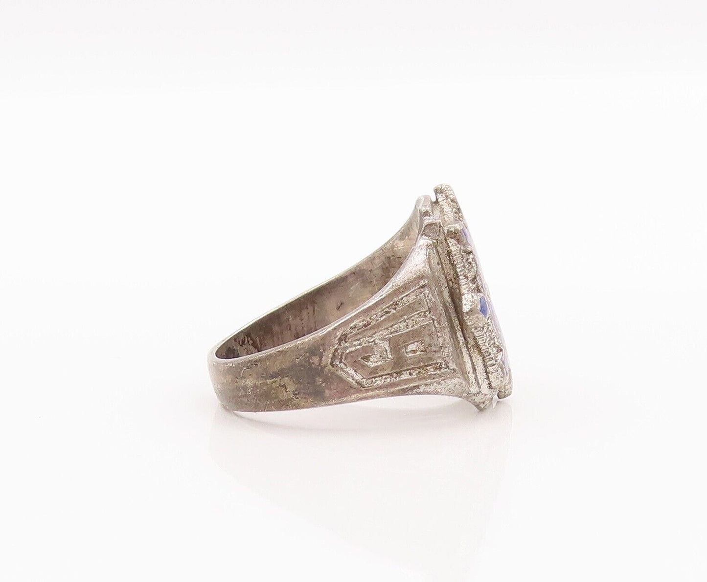 925 Sterling Silver Vintage Ring Antique Enameled High School Ring  Sz 6 RG28204