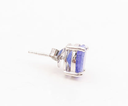 925 Sterling Silver Vintage Earrings Minimalist Real Tanzanite Studs  EG14068
