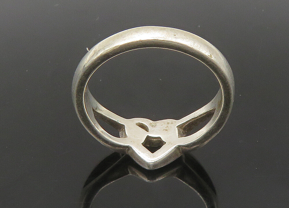 925 Sterling Silver  Vintage Shiny Open Love Heart Band Ring Sz 6.5  RG22248