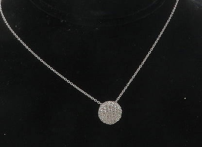 925 Sterling Silver  Cubic Zirconia Encrusted Round Chain Necklace  NE1926
