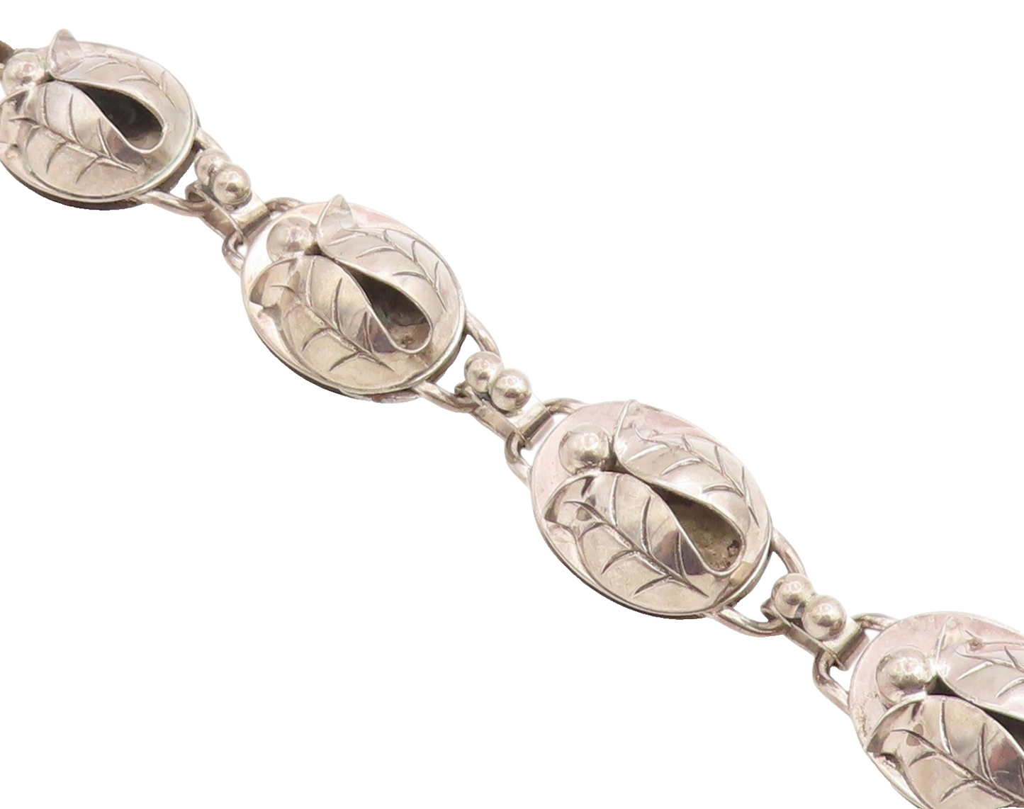 925 Sterling Silver Vintage Bracelet LA PAGLIA Botanical Tulip Link  BT12213