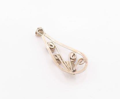 BERNICE BONNEY NAVAJO 925 Silver Vintage Multi Stone Floral Pendant PT16767