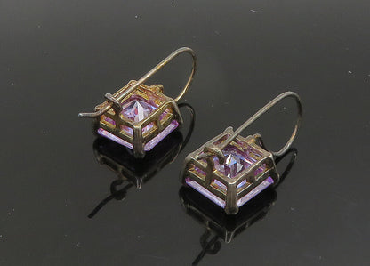 925 Sterling Silver  Vintage Purple Cubic Zirconia Drop Earrings  EG10760