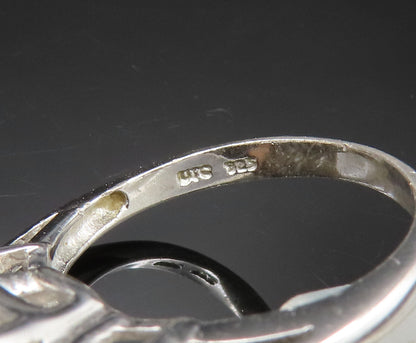 925 Sterling Silver  Vintage Three Stone Cubic Zirconia Ring Sz 5  RG24566
