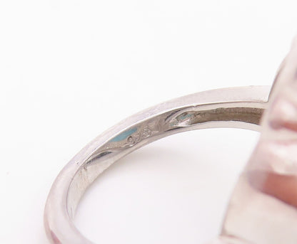 925 Sterling Silver Vintage Ring Larimar Halo Sapphire & Topaz  Sz 7 RG30844