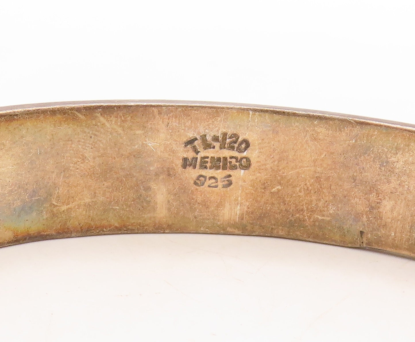 925 Sterling Silver Vintage Bracelet MEXICO Semi Circles Carved Cuff  BT10956