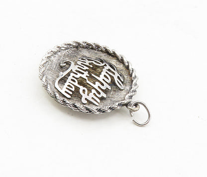 925 Sterling Silver  Vintage Shiny Happy Birthday Twist Trim Pendant  PT6426