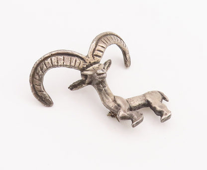 925 Sterling Silver Vintage Brooch Pin MMA Antique 3D Cutout Alpine Ibex BP11142