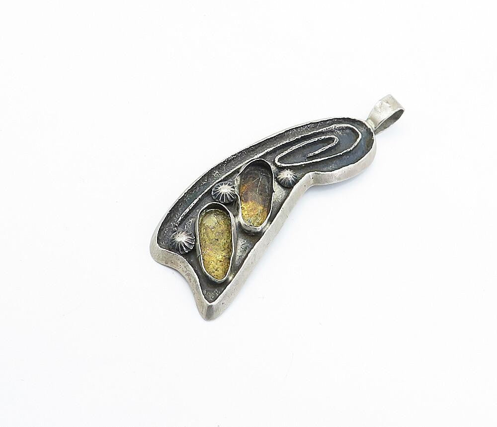 NAVAJO JOHN HORNBECK 925 Silver Vintage Antique Sculpted Pendant  PT4262