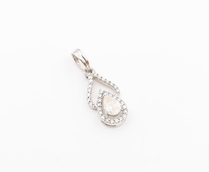 925 Sterling Silver  Vintage Quartz & Topaz Pear Shape Drop Pendant  PT20303