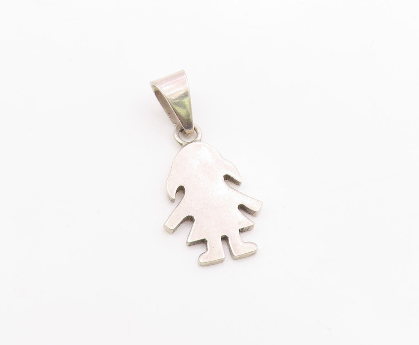 MEXICO 925 Sterling Silver  Vintage Little Girl Silhouette Pendant  PT17645