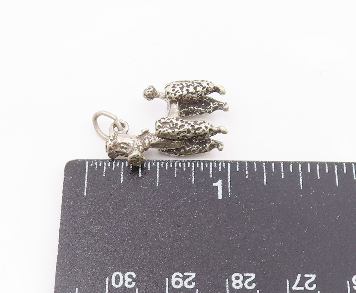 925 Sterling Silver  Vintage Shiny Poodle Dog Chiseled Detail Pendant  PT19287