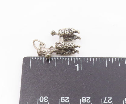 925 Sterling Silver  Vintage Shiny Poodle Dog Chiseled Detail Pendant  PT19287