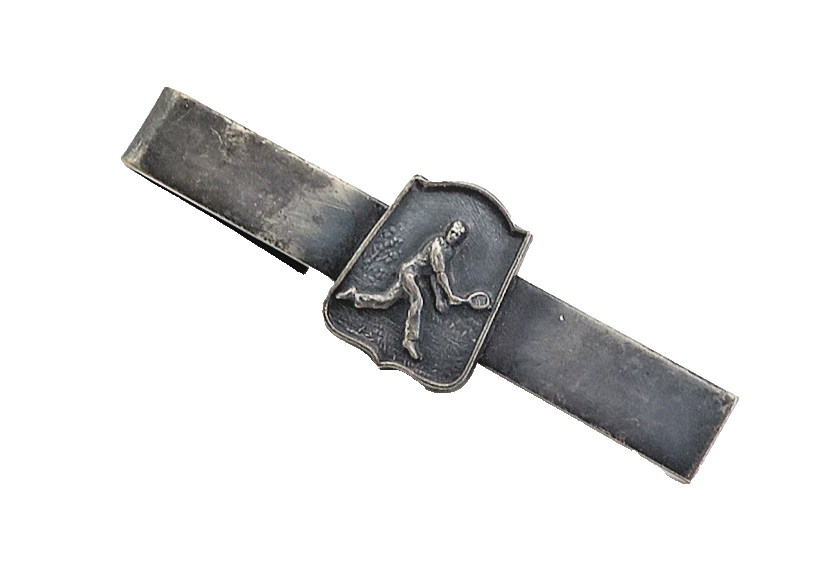 925 Sterling Silver  Vintage Oxidized Tennis Player Detail Tie Clip  TR1416