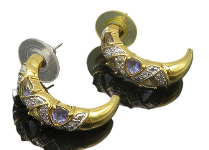 925 Sterling Silver  Shiny Topaz Two Tone Pattern JHoop Earrings  EG7617