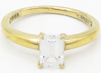 925 Sterling Silver  Topaz Shiny Gold Plated Solitaire Ring Sz 7  RG16621