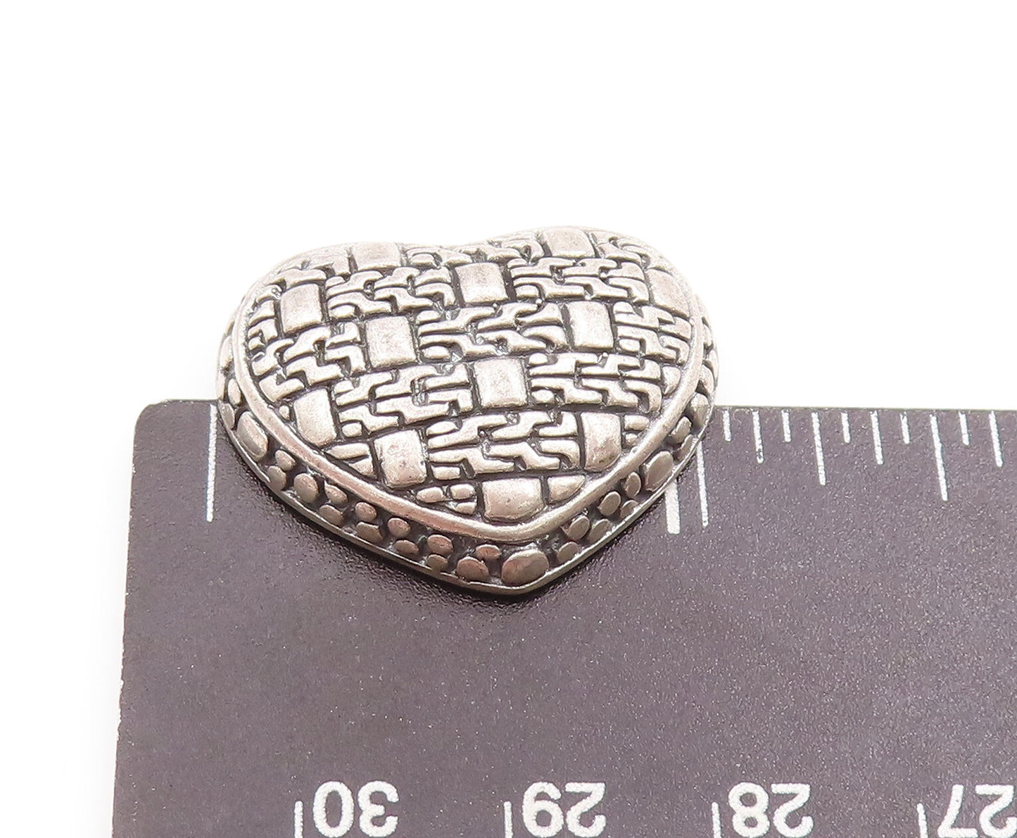 925 Sterling Silver Vintage Pendant Intense Carved Domed Love Heart  PT22877