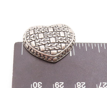 925 Sterling Silver Vintage Pendant Intense Carved Domed Love Heart  PT22877