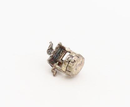 925 Sterling Silver  Vintage Mini 3D Carved Water Well Pendant  PT22230