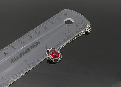 925 Silver Vintage Red Stone Gloversville H.S. Class 1964 Brooch Pin BP8618