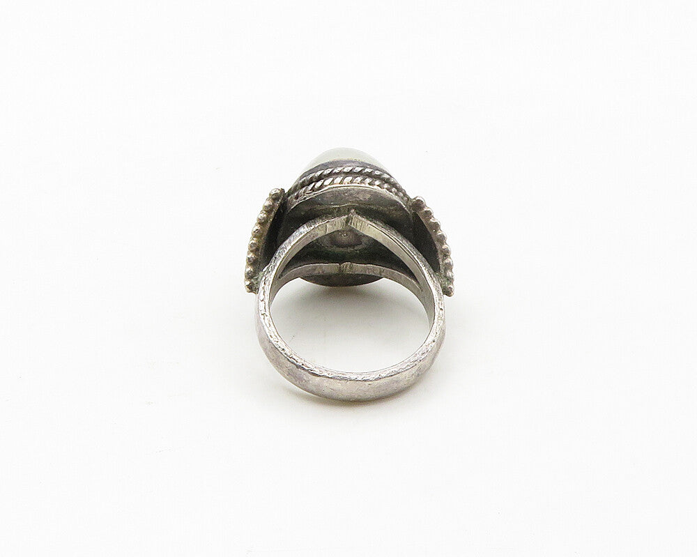 925 Sterling Silver   Vintage Cabochon Cut Quartz Cocktail Ring Sz 7  RG17254
