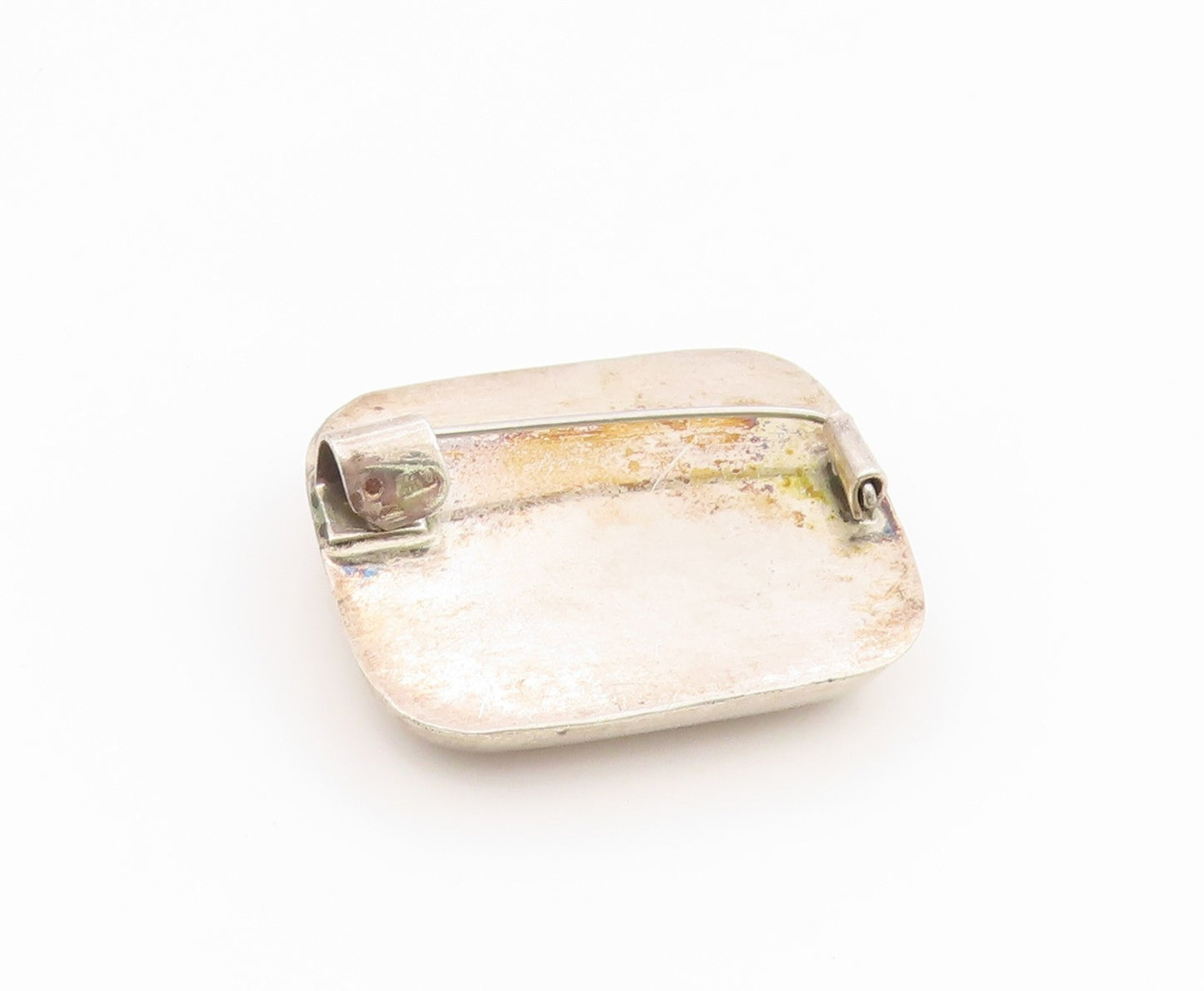 925 Sterling Silver Vintage Brooch Pin POLAND Mother Of Pearl Charm  BP12191