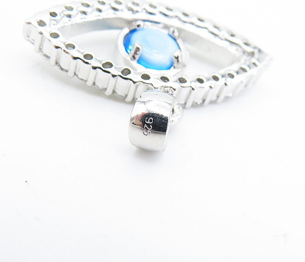 925 Sterling Silver  Sparkling Cubic Zirconia Evil Eye Motif Pendant  PT5920