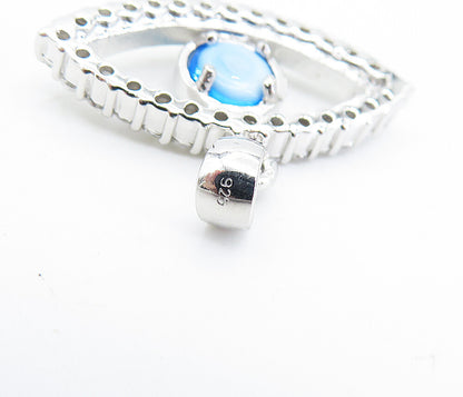 925 Sterling Silver  Sparkling Cubic Zirconia Evil Eye Motif Pendant  PT5920
