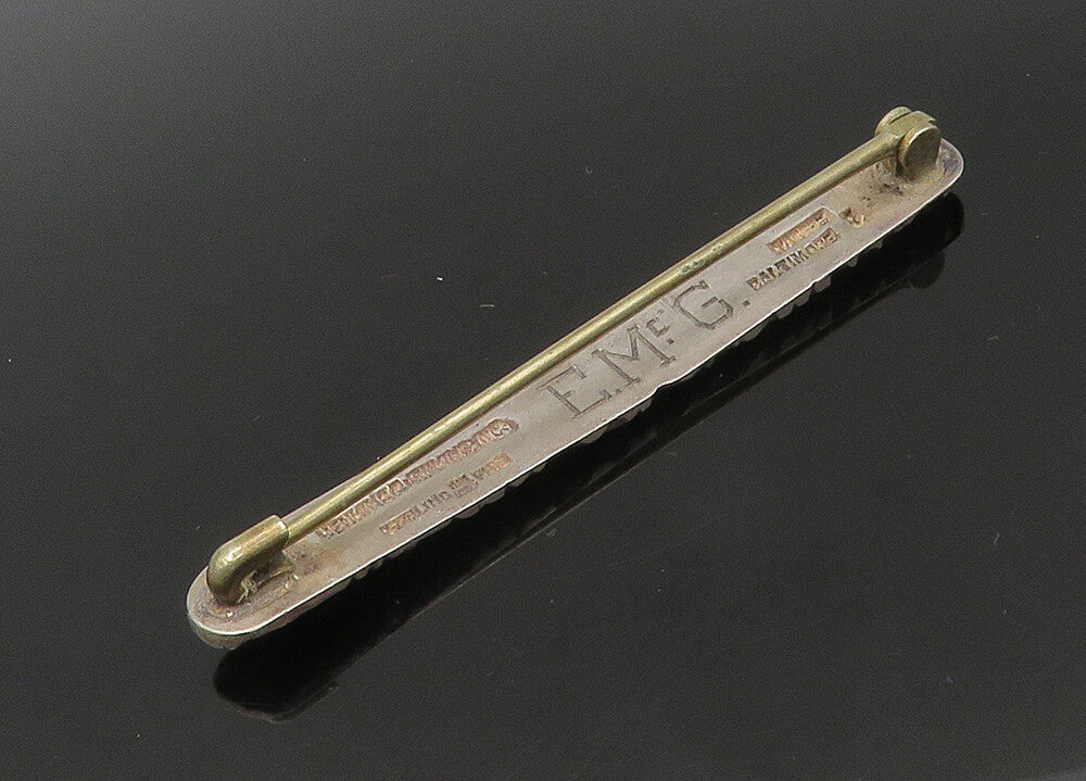 JENKINS 925 Silver  Vintage Antique Floral Pattern Bar Brooch Pin  BP8914