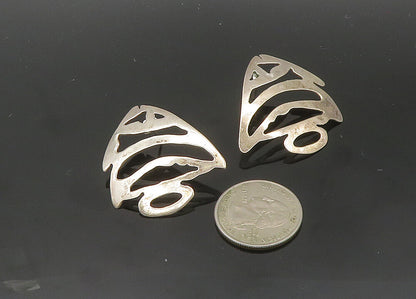 925 Sterling Silver  Vintage Shiny Cutout Fish Motif Dangle Earrings  EG10223