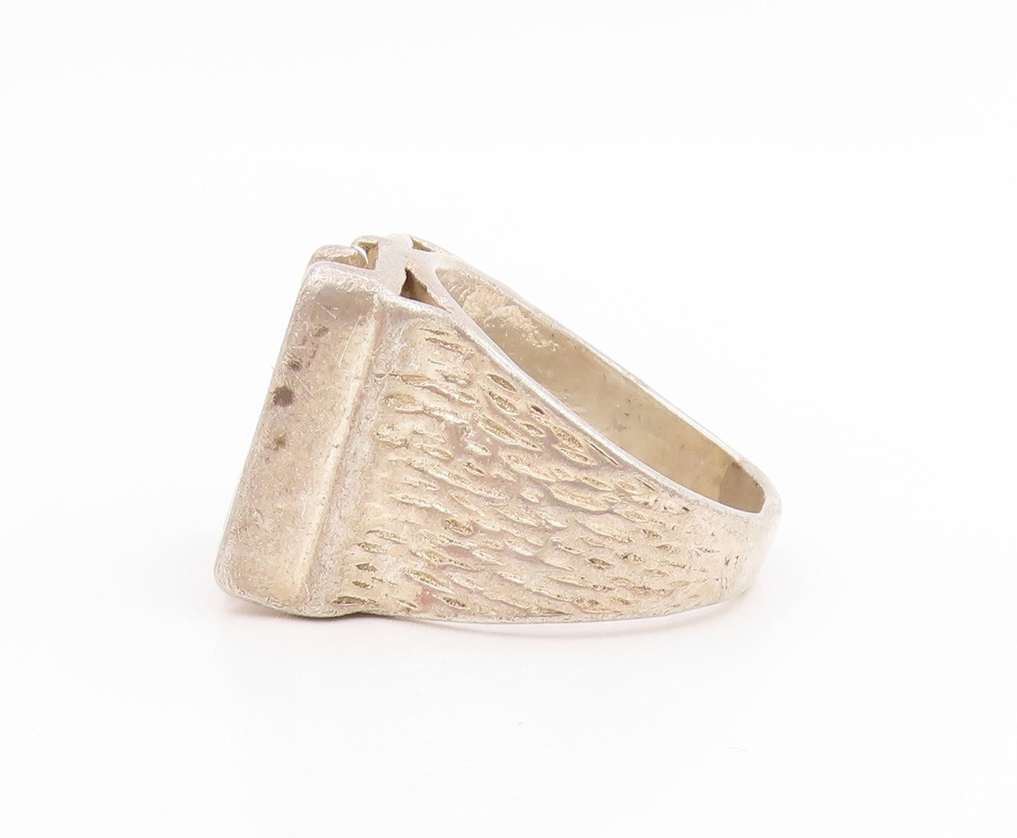 925 Sterling Silver Vintage Ring Carved Shalom Peace Hebrew Band Sz 9.5 RG34704