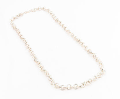 925 Sterling Silver Vintage Necklace Minimalist Interlocking Circle Chain NE4780
