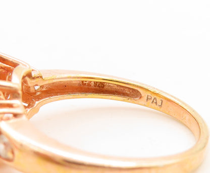 925 Sterling Silver Vintage Ring Rose Gold Plated Morganite CZ  Sz 7  RG31568