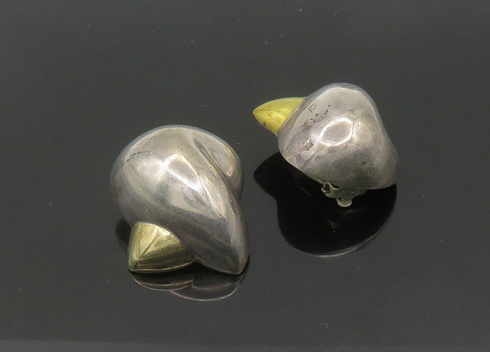PATRICIA VON MUSULIN 925 Silver & 18K GOLD  Vintage Clip On Earrings  EG10531