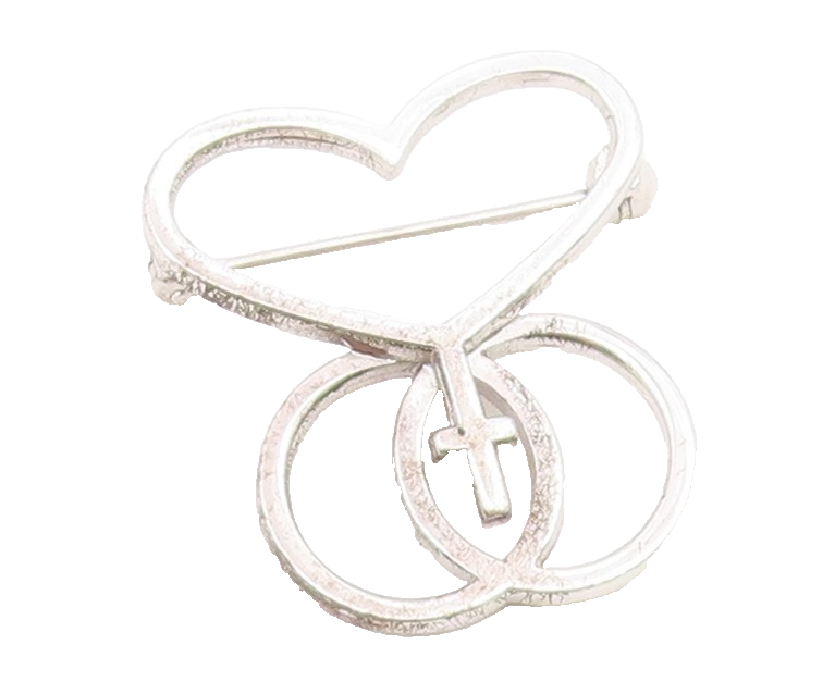 DIEGES & CLUST 925 Silver  Vintage Heart Circles & Cross Brooch Pin  BP9976