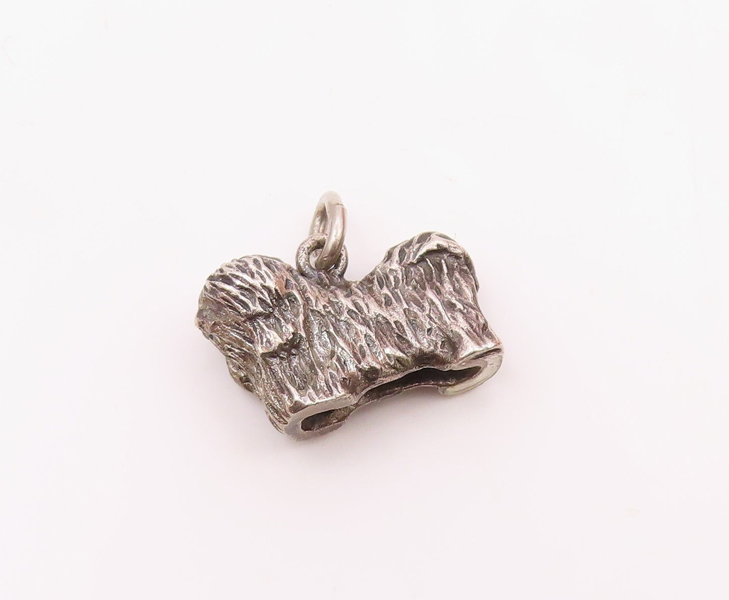 925 Sterling Silver  Vintage Bearded Collie Dog Charm Pendant  PT21332