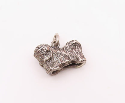 925 Sterling Silver  Vintage Bearded Collie Dog Charm Pendant  PT21332